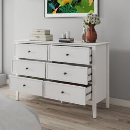 Melody Maison Large 6 Drawer Chest Of Drawers And Pair Of 3 Drawer Bedside Tables - Rowley White Range - thumbnail 3