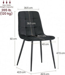 Doubs Dining Table Set With 6 Black Velvet Chairs, Oak Effect Table With Matching Black Velvet Seating - thumbnail 6