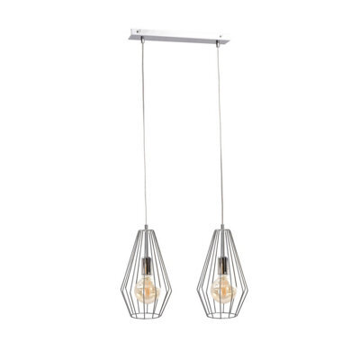 Luminosa Lighting Luminosa Lex Bar Pendant Ceiling Light Silver, 50Cm, 2X E27