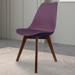 Fusion Living Soho Aubergine Plastic Dining Chair With Squared Dark Wood Legs - thumbnail 2