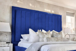 UKBEDFURNITURE Geneva Blue Plush Valvet Upholstered Bed Frame - Blackboard With 9 Inch Orthopedic Mattress - 60 Inch Headboard - thumbnail 2