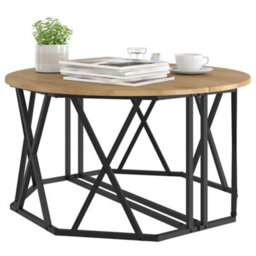 Berkfield Coffee Table Artisan Oak 31.5X31.5X16.5 Inches Made From Engineered Wood - thumbnail 3