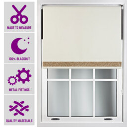 Furnished Blackout Blind With Gold Glitter Accent And Metal Fittings Made To Measure - Cream (W)120Cm X (L)165Cm