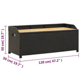 Berkfield Garden Storage Bench 120 Cm Poly Rattan Black - thumbnail 8