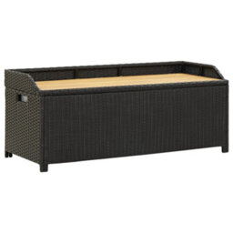 Berkfield Garden Storage Bench 120 Cm Poly Rattan Black - thumbnail 1