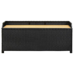 Berkfield Garden Storage Bench 120 Cm Poly Rattan Black - thumbnail 3
