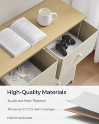 Songmics 6 Fabric Drawer Dresser, Chest Of Drawers, Storage Organiser Unit, Dresser, Camel Yellow And Cream White - thumbnail 6