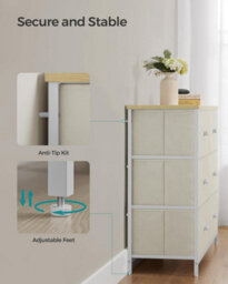 Songmics 6 Fabric Drawer Dresser, Chest Of Drawers, Storage Organiser Unit, Dresser, Camel Yellow And Cream White - thumbnail 8