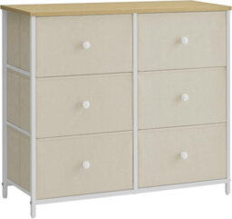 Songmics 6 Fabric Drawer Dresser, Chest Of Drawers, Storage Organiser Unit, Dresser, Camel Yellow And Cream White - thumbnail 9