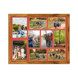AK Frames 20X16 Rustic Oak Modern Multi Photo Frame With Poppy Red Mount - Holds 9 Apertures (2X) 7X5, (7X) 6X4 Photos - thumbnail 1
