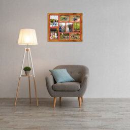 AK Frames 20X16 Rustic Oak Modern Multi Photo Frame With Poppy Red Mount - Holds 9 Apertures (2X) 7X5, (7X) 6X4 Photos - thumbnail 3