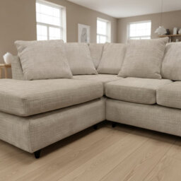 Abakus Direct Jumbo Chenille Corner Sofa In Taupe Left Facing With Plush Chaise Extension - thumbnail 6