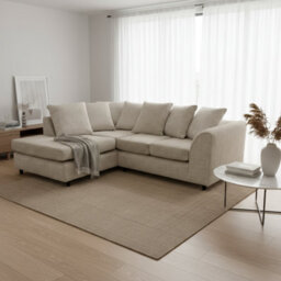 Abakus Direct Jumbo Chenille Corner Sofa In Taupe Left Facing With Plush Chaise Extension - thumbnail 3