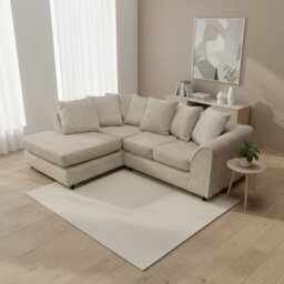 Abakus Direct Jumbo Chenille Corner Sofa In Taupe Left Facing With Plush Chaise Extension - thumbnail 5