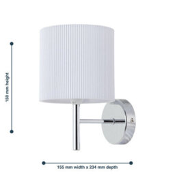 First Choice Lighting Set Of 2 Brea - Chrome Wall Lights With White Pleated Shade - thumbnail 6