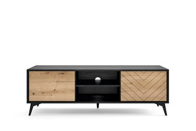 Abakus Direct Diamond Tv Stand 154Cm In Black And Oak - image 1