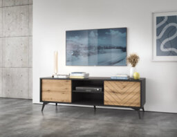 Abakus Direct Diamond Tv Stand 154Cm In Black And Oak - thumbnail 3