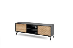 Abakus Direct Diamond Tv Stand 154Cm In Black And Oak - thumbnail 2