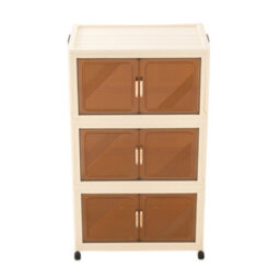 Darphe Cream Plastic Foldable 4 Tier Rolling Plastic Storage Cabinet With Magnetic Doors - thumbnail 2