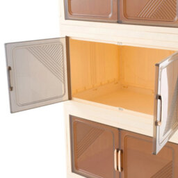 Darphe Cream Plastic Foldable 4 Tier Rolling Plastic Storage Cabinet With Magnetic Doors - thumbnail 5