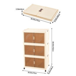 Darphe Cream Plastic Foldable 4 Tier Rolling Plastic Storage Cabinet With Magnetic Doors - thumbnail 9