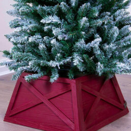Christmas Tree World Red Wooden Christmas Tree Skirt (Fits 4Ft/120Cm-6Ft/180Cm Trees) - thumbnail 2