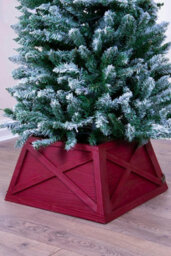 Christmas Tree World Red Wooden Christmas Tree Skirt (Fits 4Ft/120Cm-6Ft/180Cm Trees)