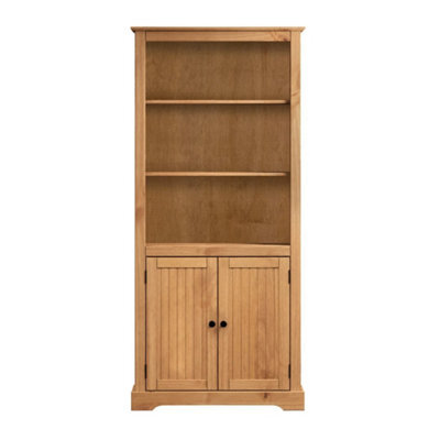 Bookcase 2 Door Large Display Storage Solid Wood Pine Wooden Cupboard - image 1
