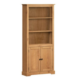 Bookcase 2 Door Large Display Storage Solid Wood Pine Wooden Cupboard - thumbnail 5