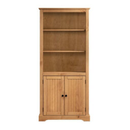 Bookcase 2 Door Large Display Storage Solid Wood Pine Wooden Cupboard - thumbnail 1
