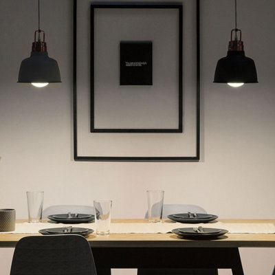 Beliani Graphite Grey Industrial Pendant Lamp 179Cm Drop, Copper-Top Shade, Iron Frame - image 1