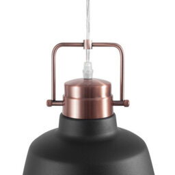 Beliani Graphite Grey Industrial Pendant Lamp 179Cm Drop, Copper-Top Shade, Iron Frame - thumbnail 4