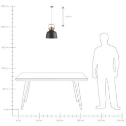 Beliani Graphite Grey Industrial Pendant Lamp 179Cm Drop, Copper-Top Shade, Iron Frame - thumbnail 7
