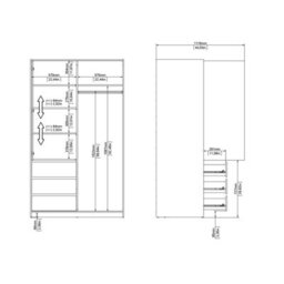 Wyld Haus Budapest White Oak-Style Sliding Wardrobe 2 Doors 3 Drawers - thumbnail 9