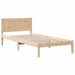 Berkfield Single Pine Wood Bed Frame Natural Solid Pine Wood Single Durable - thumbnail 2