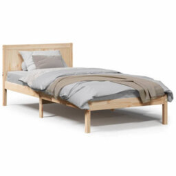 Berkfield Single Pine Wood Bed Frame Natural Solid Pine Wood Single Durable - thumbnail 4