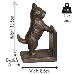 Dibor Vintage Style Antique Pair Of Westie Cast Iron Bookends - thumbnail 5