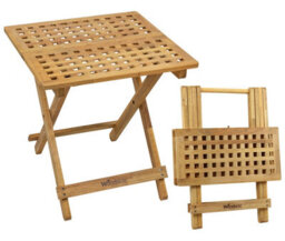 Woodside Belford Treated Wooden Folding Garden Coffee Table, 50Cm X 50Cm X 50Cm - thumbnail 1