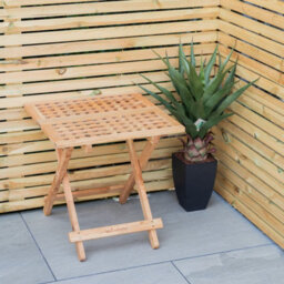 Woodside Belford Treated Wooden Folding Garden Coffee Table, 50Cm X 50Cm X 50Cm - thumbnail 2