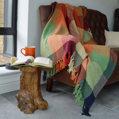 Allure Bath Fashions Check Herringbone Multicoloured Throw - 125 X 150Cm - image 1