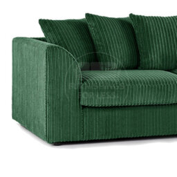 Furnishings For Less UK Luxor Jumbo Cord 3 + 2 + 1 Fabric 3 Piece Sofa Suite - Scatter Back Green - thumbnail 7