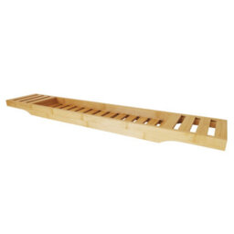 GoodHome Cervia Bamboo 1 Compartments Bath Rack (W)14.5Cm