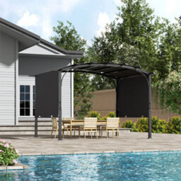 Thehotsale 360Cm W X 283Cm D X  227Cm H Retractable Arc-Shaped Pergola With Steel Frame Grey - thumbnail 2