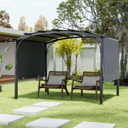 Thehotsale 360Cm W X 283Cm D X  227Cm H Retractable Arc-Shaped Pergola With Steel Frame Grey - thumbnail 1