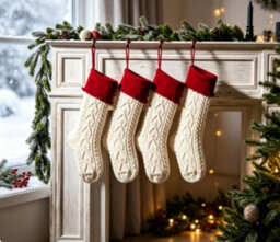 Amorly 4Pcs White Red Knitted Xmas Stocking With Ruffled Cuff,hanging Decorative Stocking For Fireplace Mantel Christmas Home Party Decor - thumbnail 4