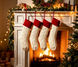 Amorly 4Pcs White Red Knitted Xmas Stocking With Ruffled Cuff,hanging Decorative Stocking For Fireplace Mantel Christmas Home Party Decor - thumbnail 2