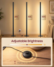 Ledrem  Led Floor Lamp, Minimalist Dimmable Standard Lamp, 1200Lm Warm Light, 18 X 18 X 139.4 Cm, Black - thumbnail 3