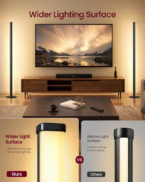 Ledrem  Led Floor Lamp, Minimalist Dimmable Standard Lamp, 1200Lm Warm Light, 18 X 18 X 139.4 Cm, Black - thumbnail 4