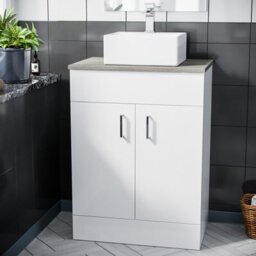 Nes Home 600mm White Vanity Cabinet And Small 420mm Counter Top Basin Sink - thumbnail 2