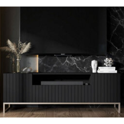 Heze Furniture Elpis Glamour Tv Cabinet Unit With Storage 150 Cm - Black Matt / Golden Frame - thumbnail 4
